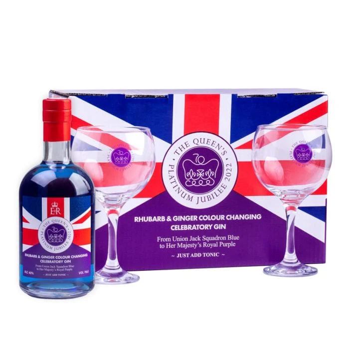 The Queen's Platinum Jubilee - Colour Changing Gin and Glass Gift Pack 70cl