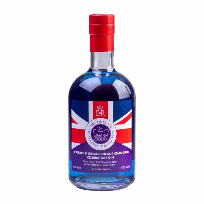 The Queen's Platinum Jubilee - Rhubarb and Ginger Colour Changing Celebratory Gin 70cl