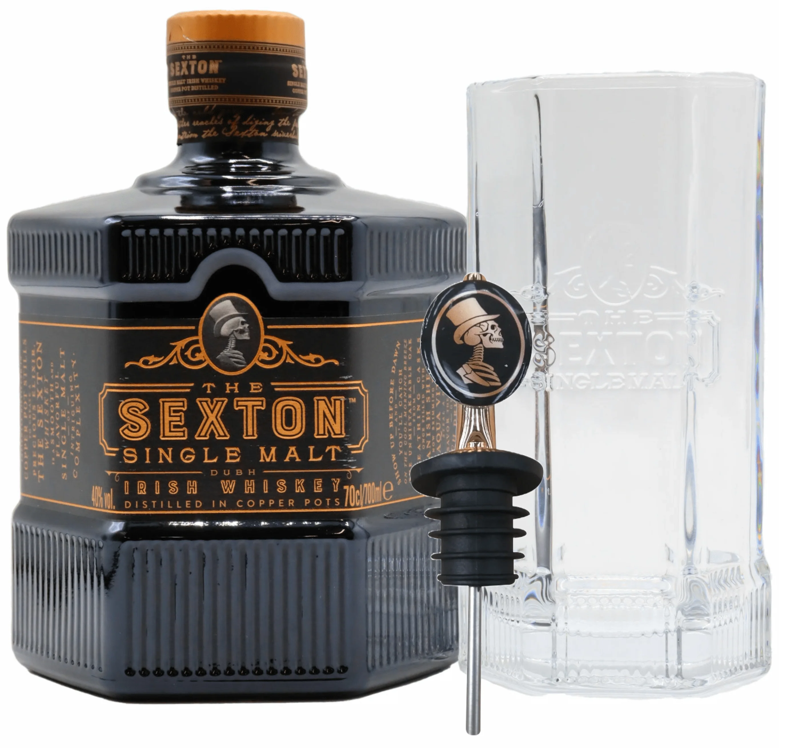 The Sexton Single Malt Irish Whiskey With Branded Glass & Pourer 70cl