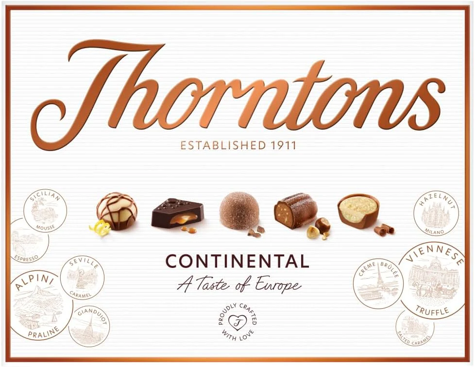Thorntons Continental A Taste Of Europe Assorted Chocolates 24 Pieces 264g