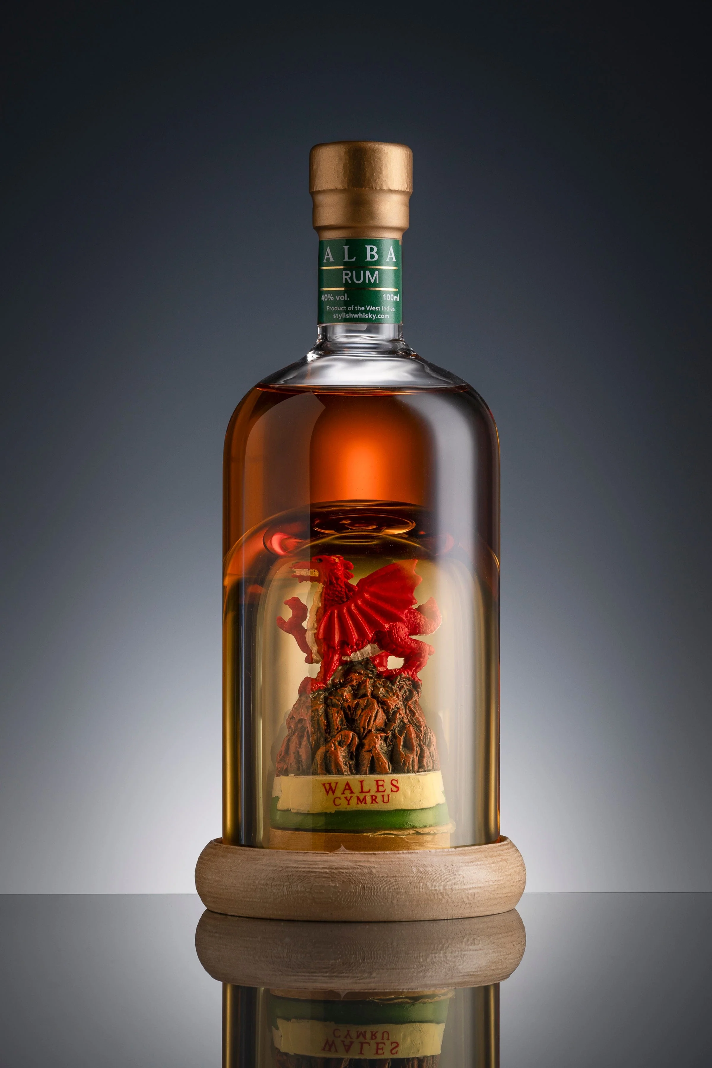 Welsh Dragon Mini Refillable Rum Decanter 10cl